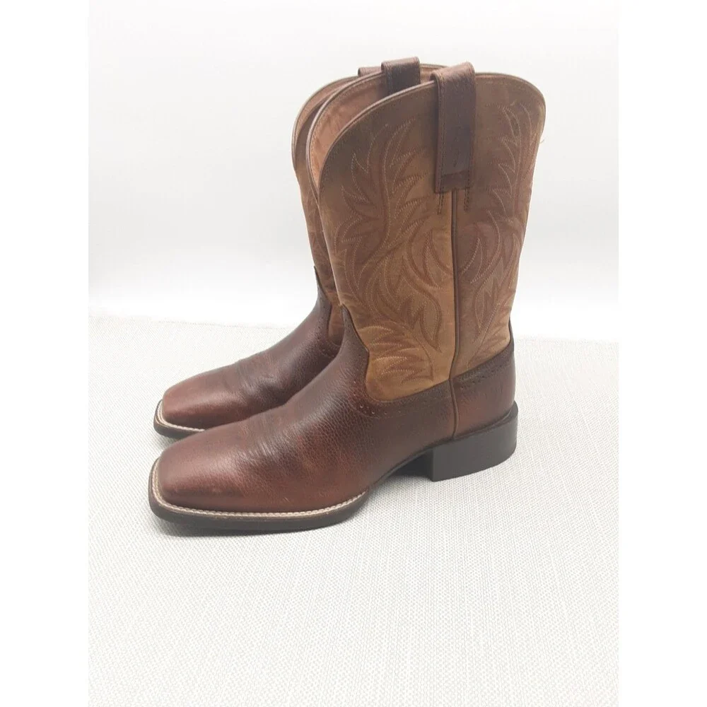 Ariat Size 10 EE Brown Boots Western Cowboy Square Toe Biker 10016291 Flaw